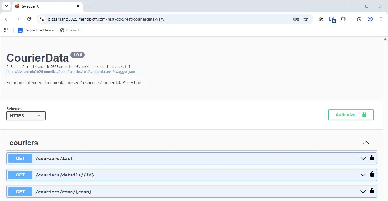 Swagger json for the rest endpoint shows a reference to a pdf file