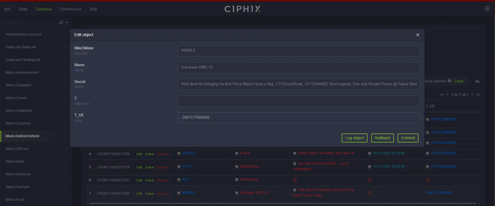 Set the &ldquo;T_UE&rdquo; value on the DeliveryVehicle to epoch -2661177600000 to get the secret value