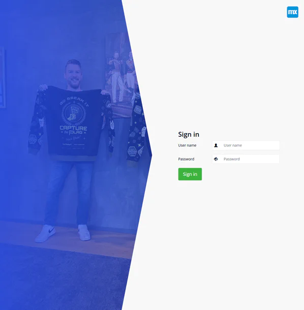 Mendix login page with a different background image